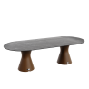 Table ovale marbre noir 10 personnes, table de jardin design ovale haute gamme