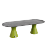 Table ovale marbre noir 10 personnes, table de jardin design ovale haute gamme