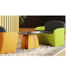 Table basse design en marbre noir, table basse ronde moderne de jardin