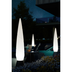 Luminaire extérieur sur pied design, lampadaire de jardin sur pied bleu