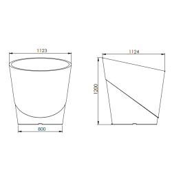 Fabricant pot de fleur 120 cm, grand pot de fleur contemporain polyéthylène