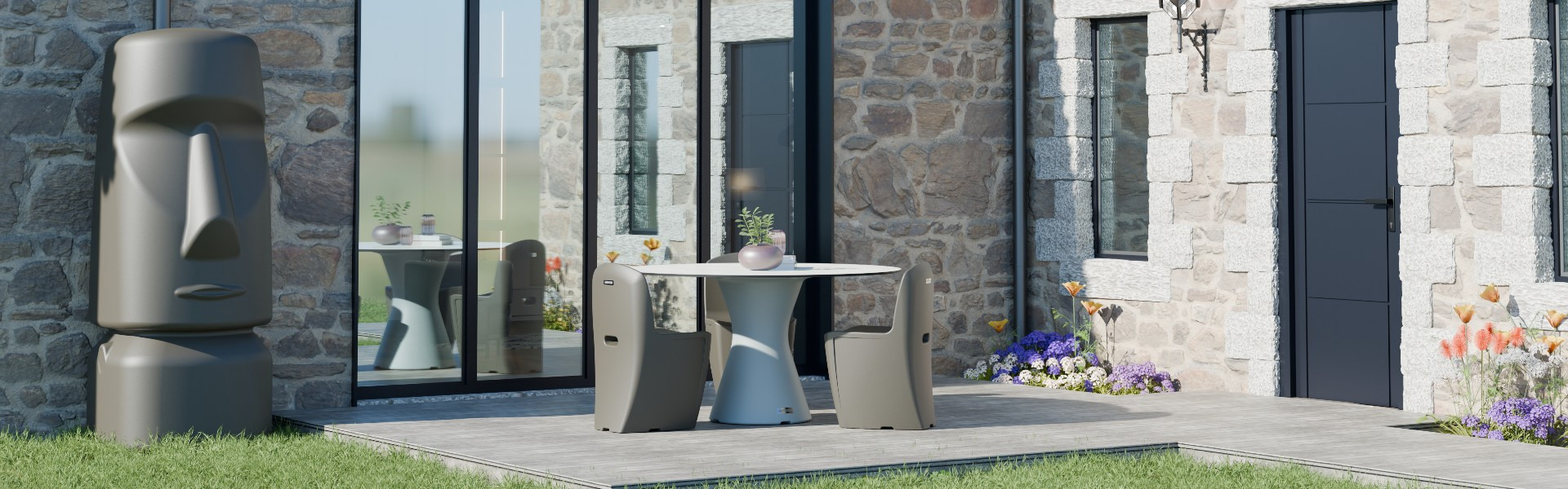 Fabricant récupérateur eau de pluie design, réservoir récupération eau polyéthylène