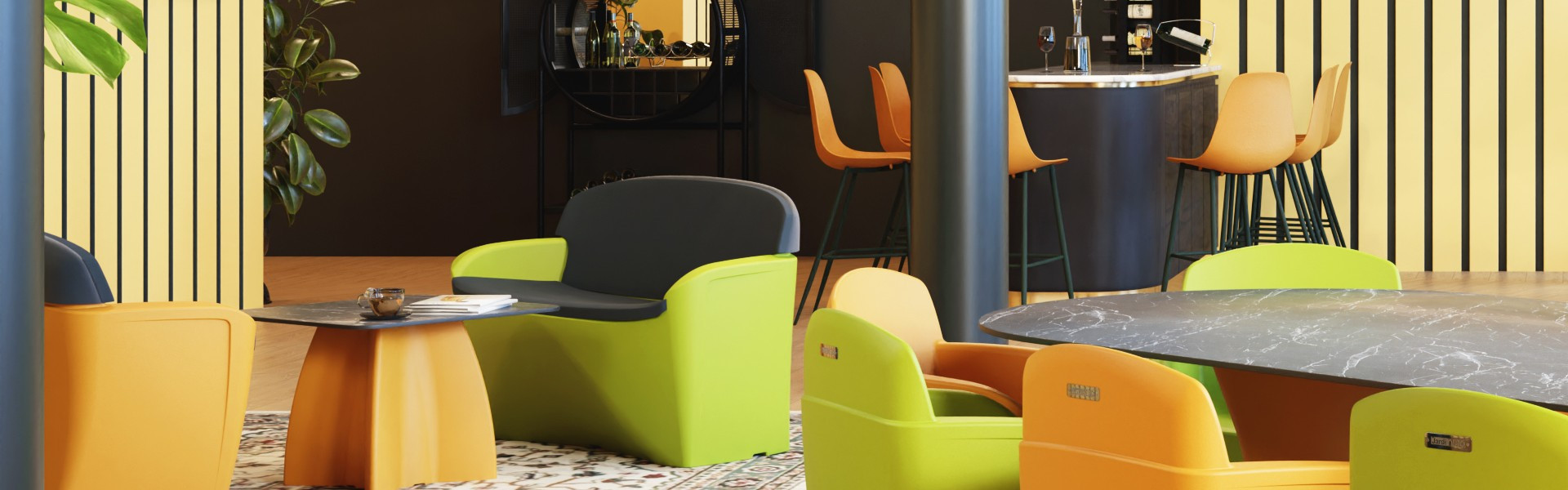 Canapé de jardin 2 places résine, banquette extérieur design