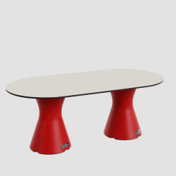 Table basse de jardin contemporaine ovale, table basse moderne extérieur