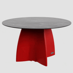 Table jardin ronde marbre noir, table jardin design 6 personnes
