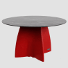 Table jardin ronde marbre noir, table jardin design 6 personnes